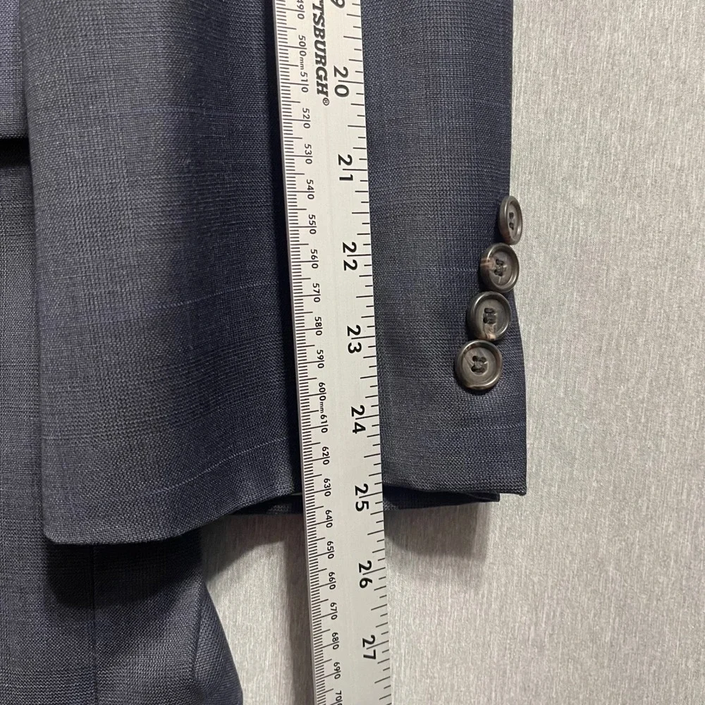 Lauren Ralph Lauren Mens Suit Blazer 46R Blue Windowpane Wool Two Button Formal